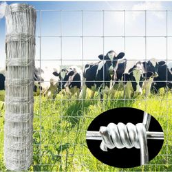 Farm Fence 4ft x100ft, 13GA Thickened Heavy Zinc Coating Cattle Fence, Galvanized Field Wire Fencing, for Garden, Goat, Hog, Yard Livestock, Farm, Ani