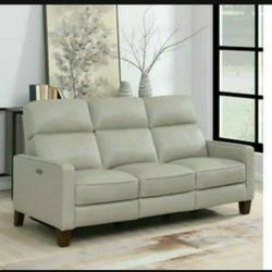 Leather Power Reclining Sofa With Power Headrest Tan 
