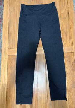 Dark Gray High-Waist Leggings with Ankle Slits