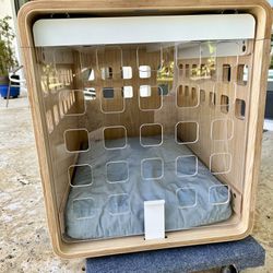 XS/S Fable Dog Crate Wood And Acrylic With Matching Dog Bed