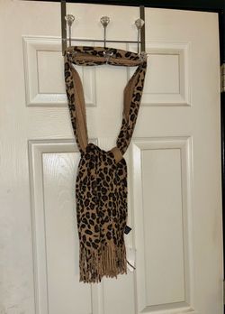 Leopard Print Scarf with Fringe