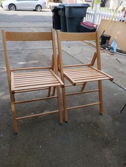 Slatted Wood Folding Chairs Set Of 2 natural Wood Finish