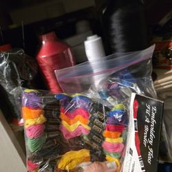 Sewing Yarn And Rolls Of Thread 