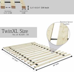 New! Mattress Solution, 1.5-inch Heavy Duty Mattress Support Wooden Bunkie Board / Slats, Twin XLSize