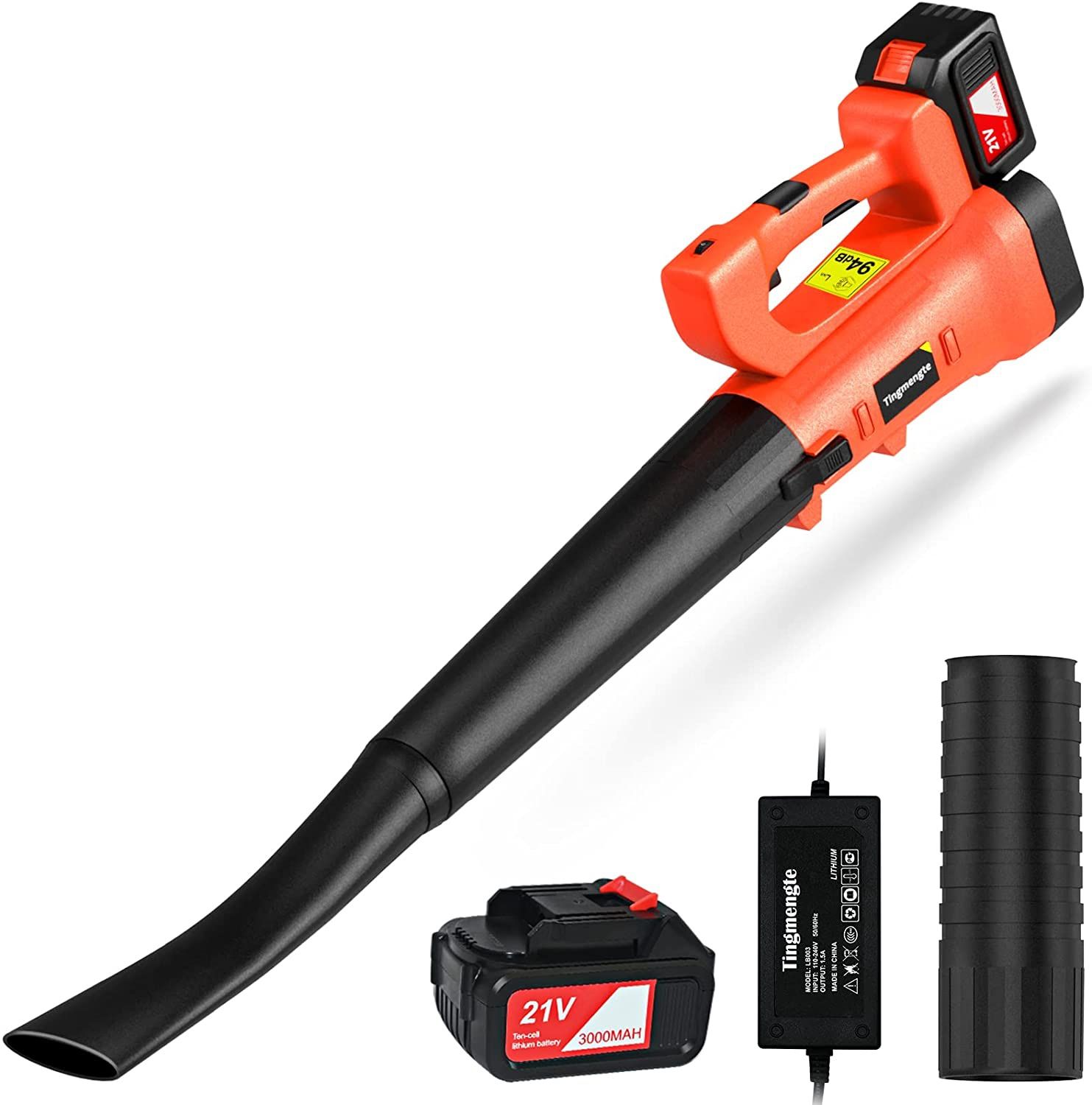 Leaf Blower Cordless with Battery and Charger, 460CFM 170MPH Cordless Leaf Blower with 6 Speeds Dial, Electric Leaf Blower for Lawn Care, 21V 3.0AH Ba