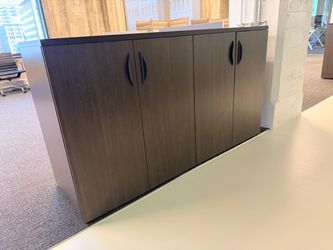 Dark Wood Office Storage Cabinet with 4 Doors