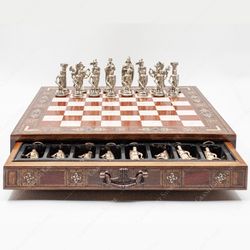 Premium Chess Set With Board Handmade Wooden Chessboard With Storage Material