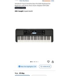 Yamaha 61 Touch Sensitive Keys Portable Keyboard with stand