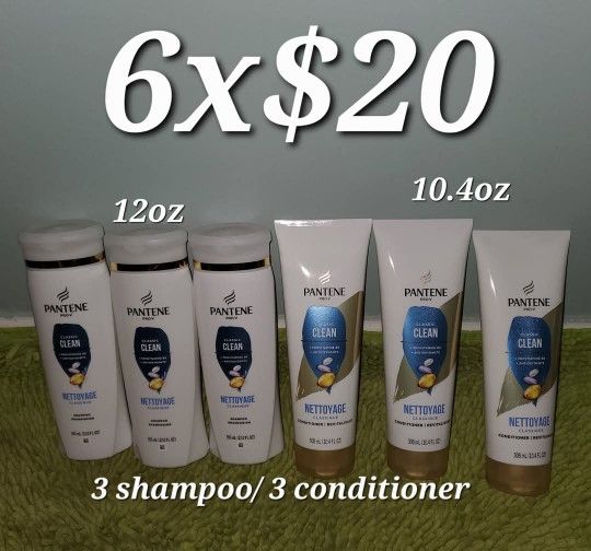 3 Shampoo And 3 Conditioner Classic Clean Pantene 