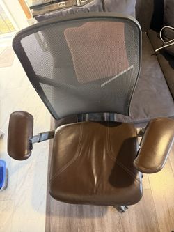 Allsteel Acuity Chair, Fully Loaded, Brown Leather Seat + Fully Adjustable Arms