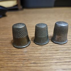 3 Brass Thimbles Vintage 