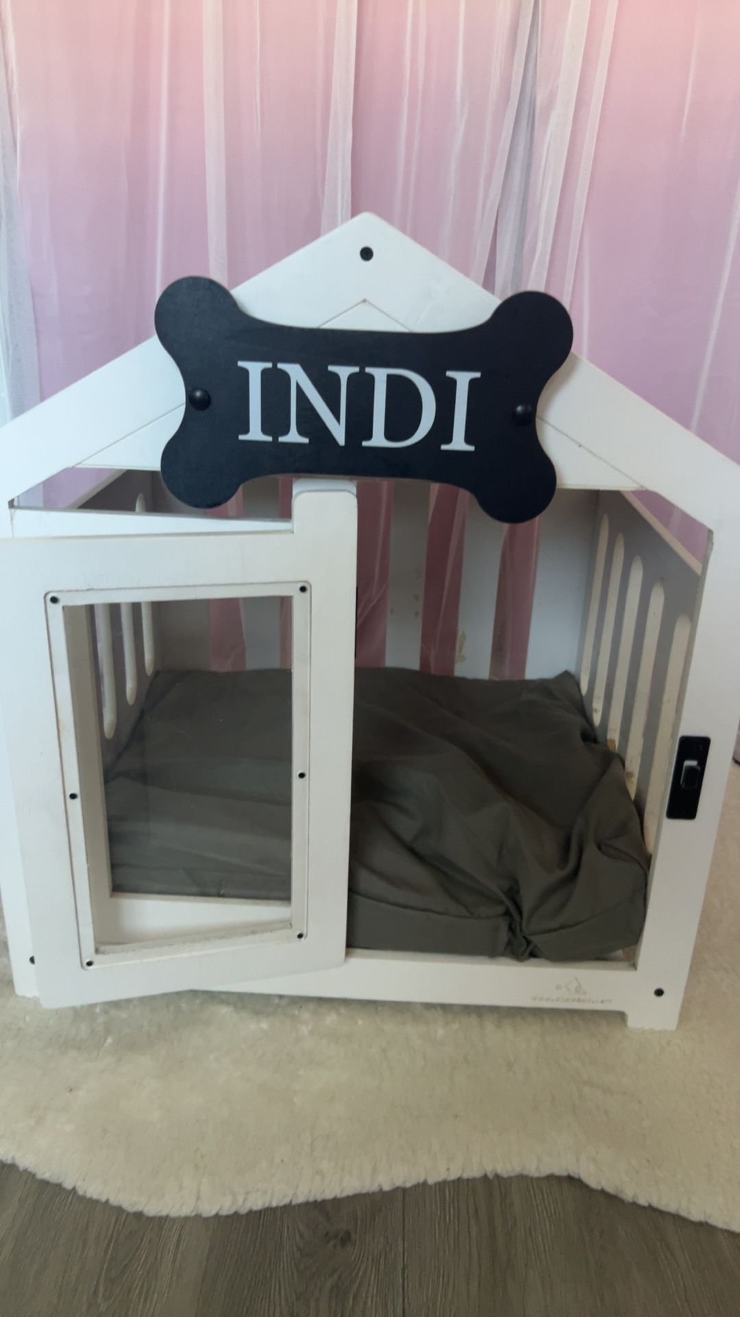 White Gabled Modern Dog Crate,