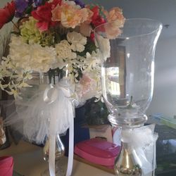Wedding decor 2 Tall Glass Centerpieces Beautiful $20 Set Auburn