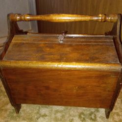 WOODEN SEWING BOX  WITH DOUBLE FLIP DOORS