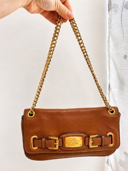 Michael Kors Cognac Leather Chain Shoulder Bag
