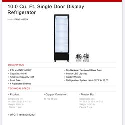 Premium LEVELLA 10.0 cu. ft Commercial Upright Display Frost Free Refrigerator Glass Door Beverage Cooler with LED Light Strip in Black