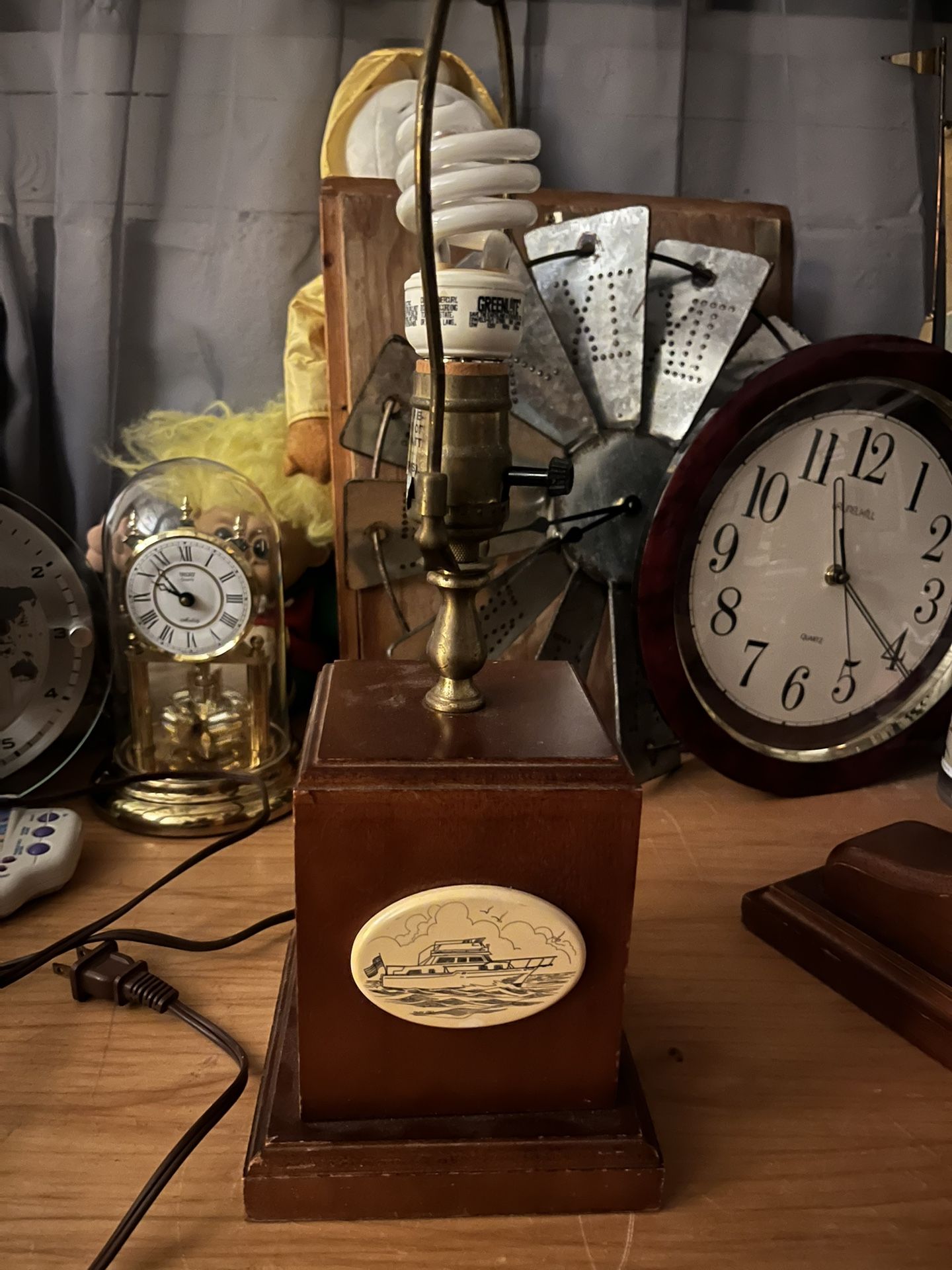 Vintage Nautical Boat Lamp Works- No Shade