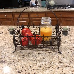 Metal Caddy With Candles 