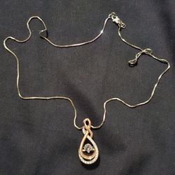 Diamond Infinity Pendant Necklace Sterling Silver and 10K Rose Gold