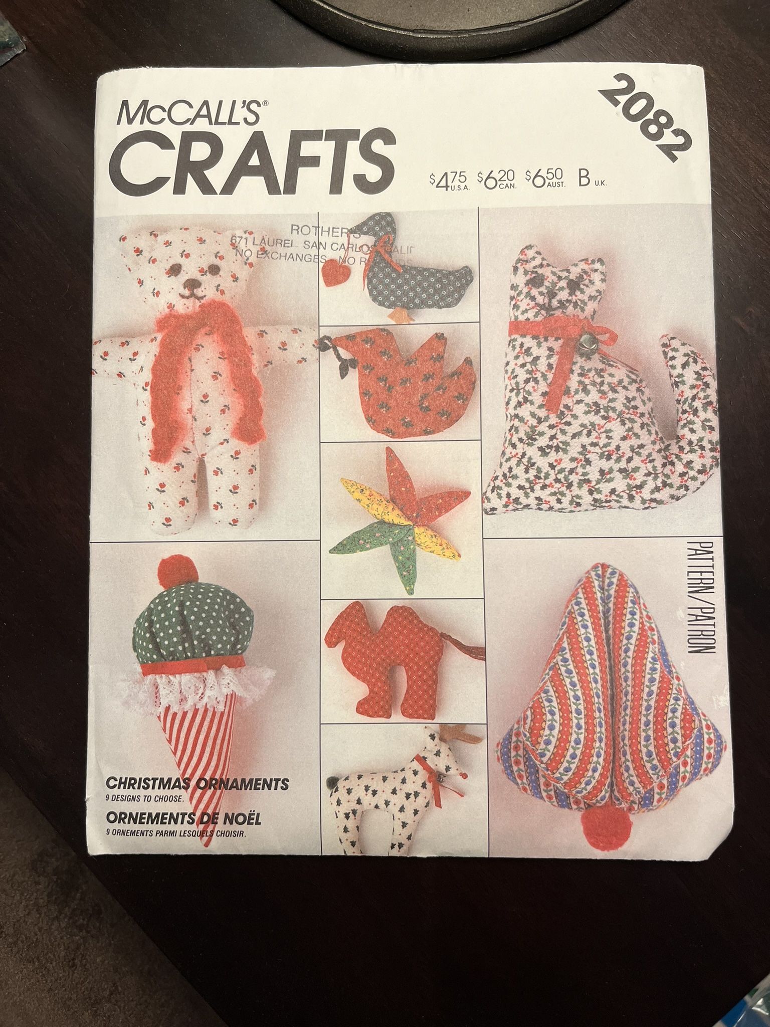 McCall’s Vintage Pattern 2082 For Christmas Ornaments