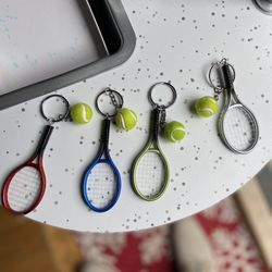 Racket Tennis And Ball Keychain