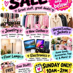 SUNDAY, OCT 4TH!  Jewelry, Clothes, Electronics, and some FREE!