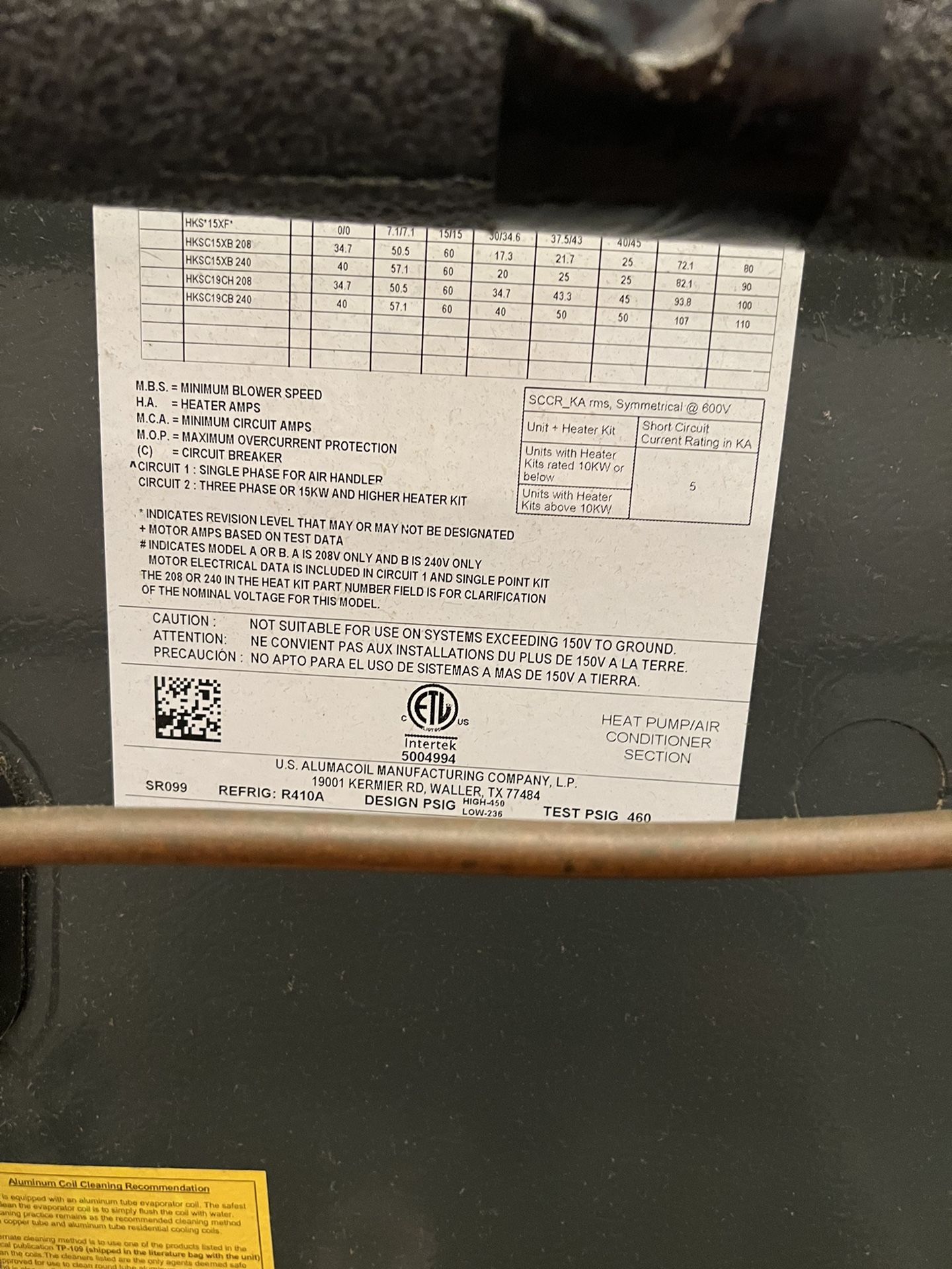 Goodman HVAC System Like New Less Than 2 Years Old for Sale in