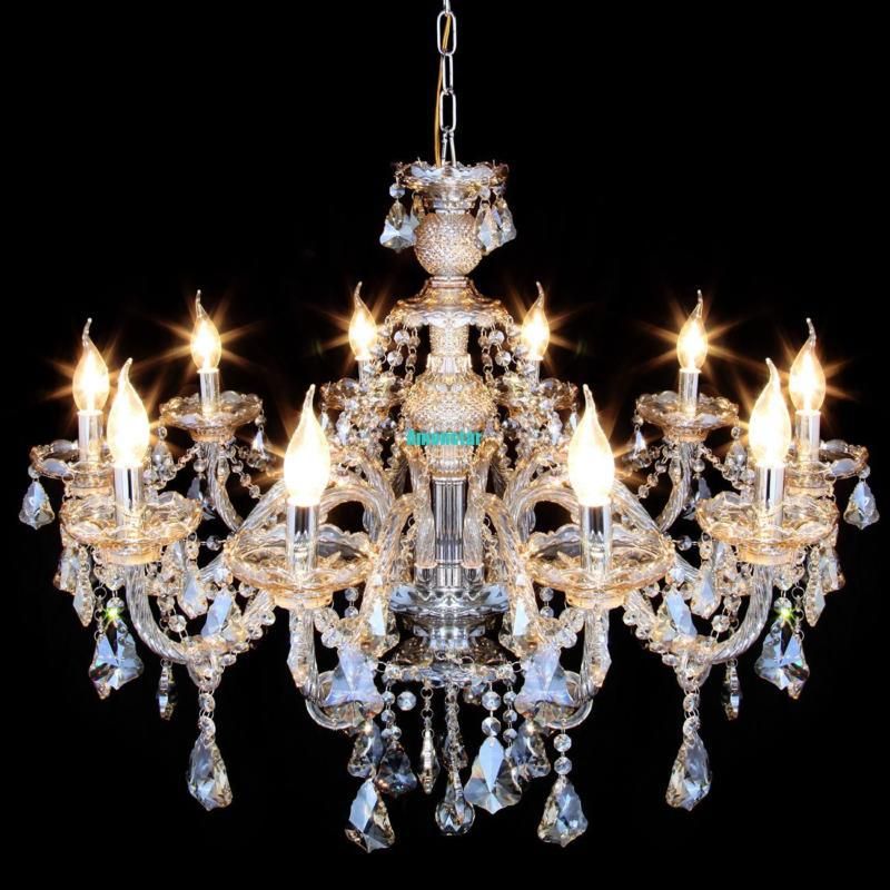 Clear Smoke Cognac Gray Fireworks 3 Ring Wave Waterfall Crystal Chandelier Light