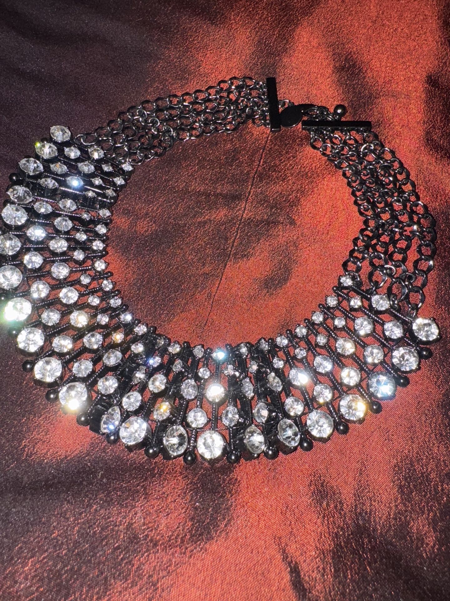 women's rhinestone statement choker necklace / bib collar necklace