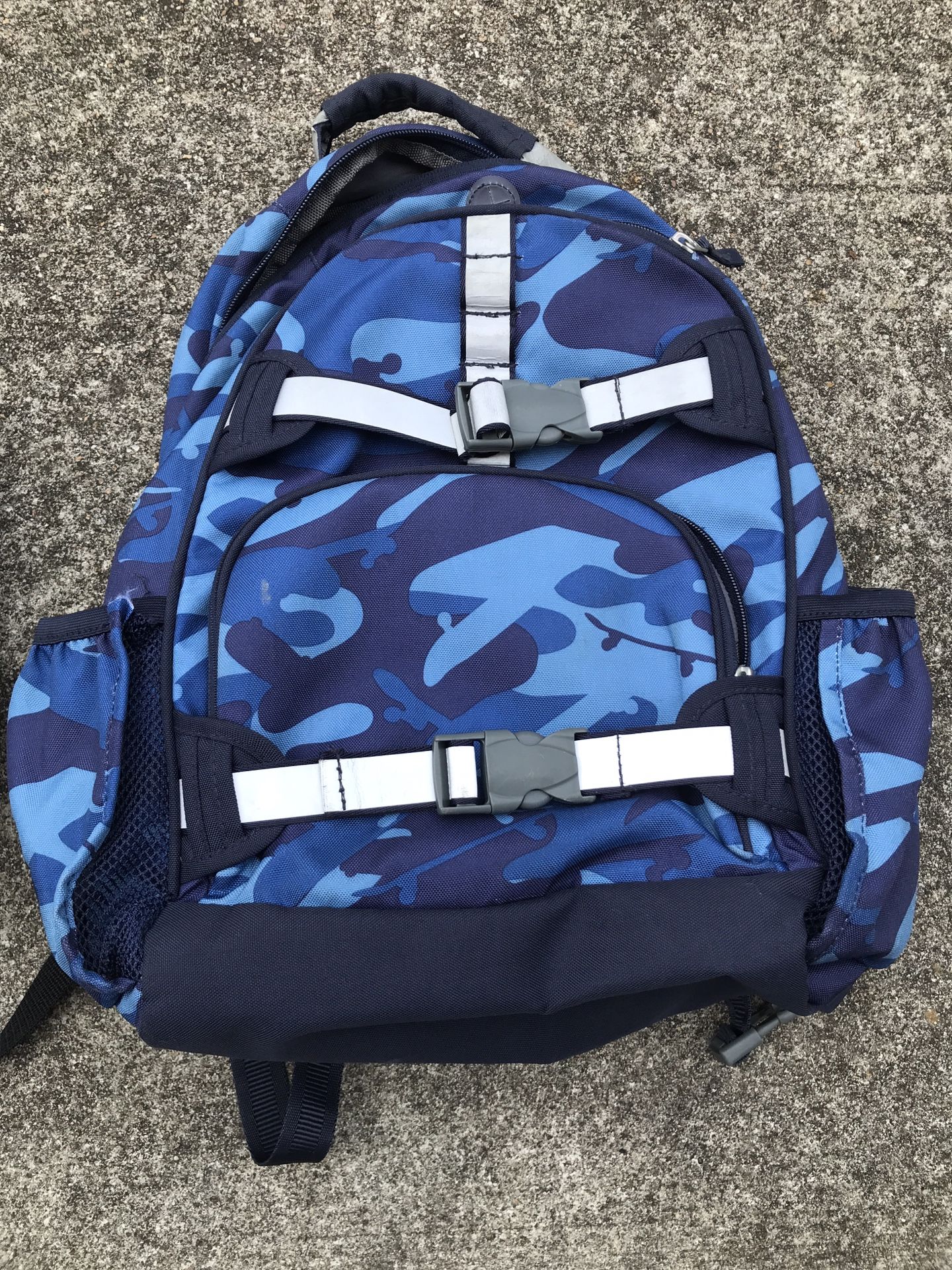 Pottery Barn Kids Backpack Navy Camouflage Reflective Strips