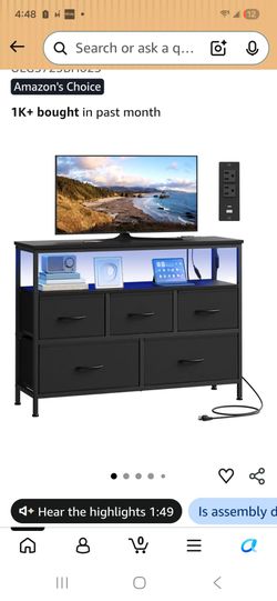 Light up tv stand with storage/charge station