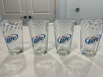 Set of Four Miller Lite Pint Glasses