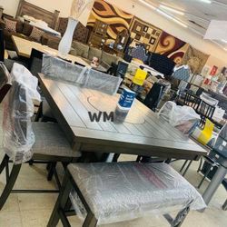 Fulton Gray Counter Height Set / Dining table and Chairs