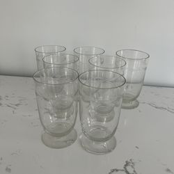 Kosta-Boda Pysen Etched Juice Footed Tumbler Glass Mid Century LOT 7