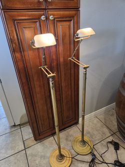 2 Vintage Lenox Swing Arm Floor Lamps