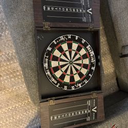 Dart Board And Cabinet