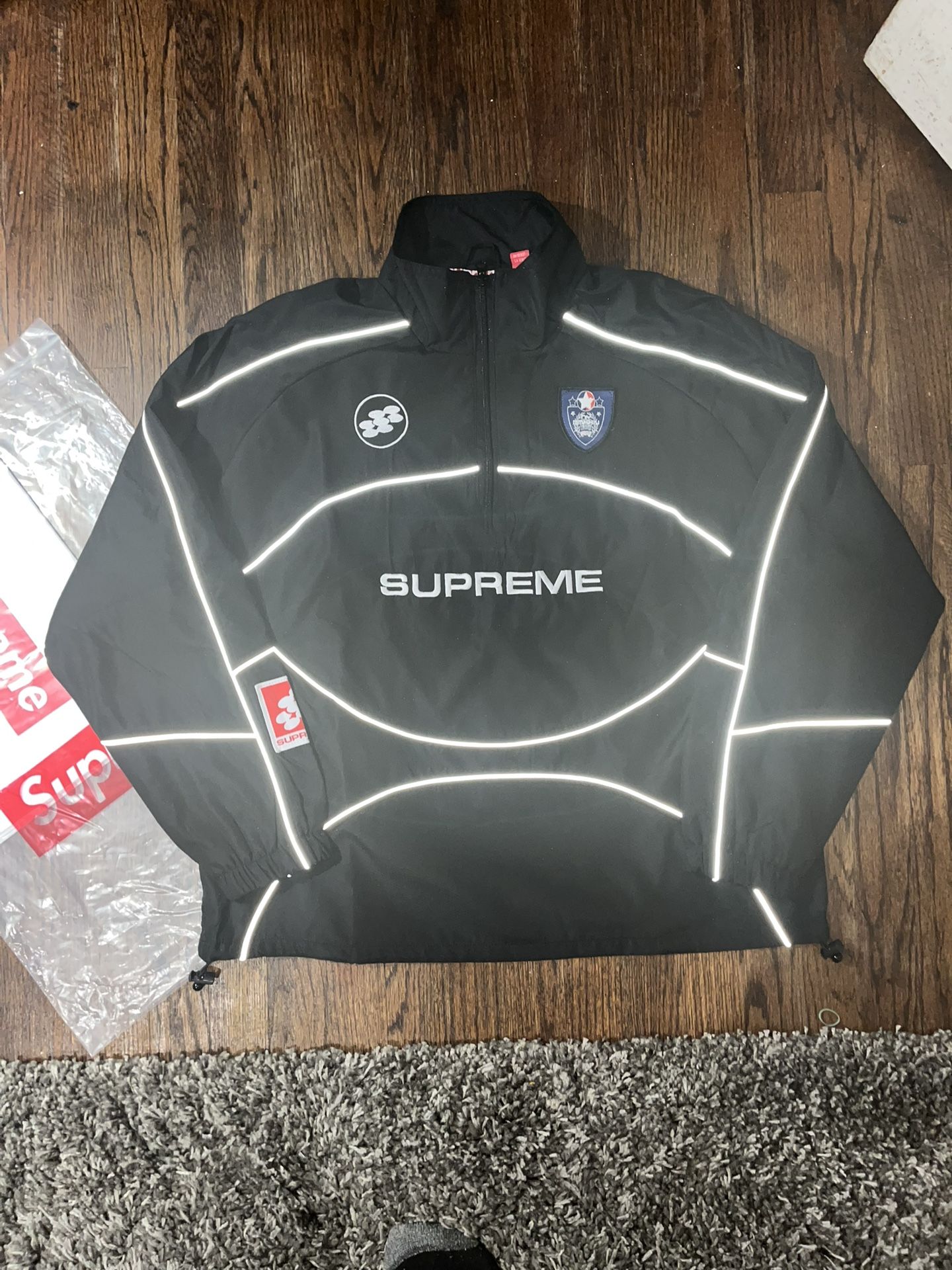 Supreme Reflective Pping Pullover 'Black'🔥