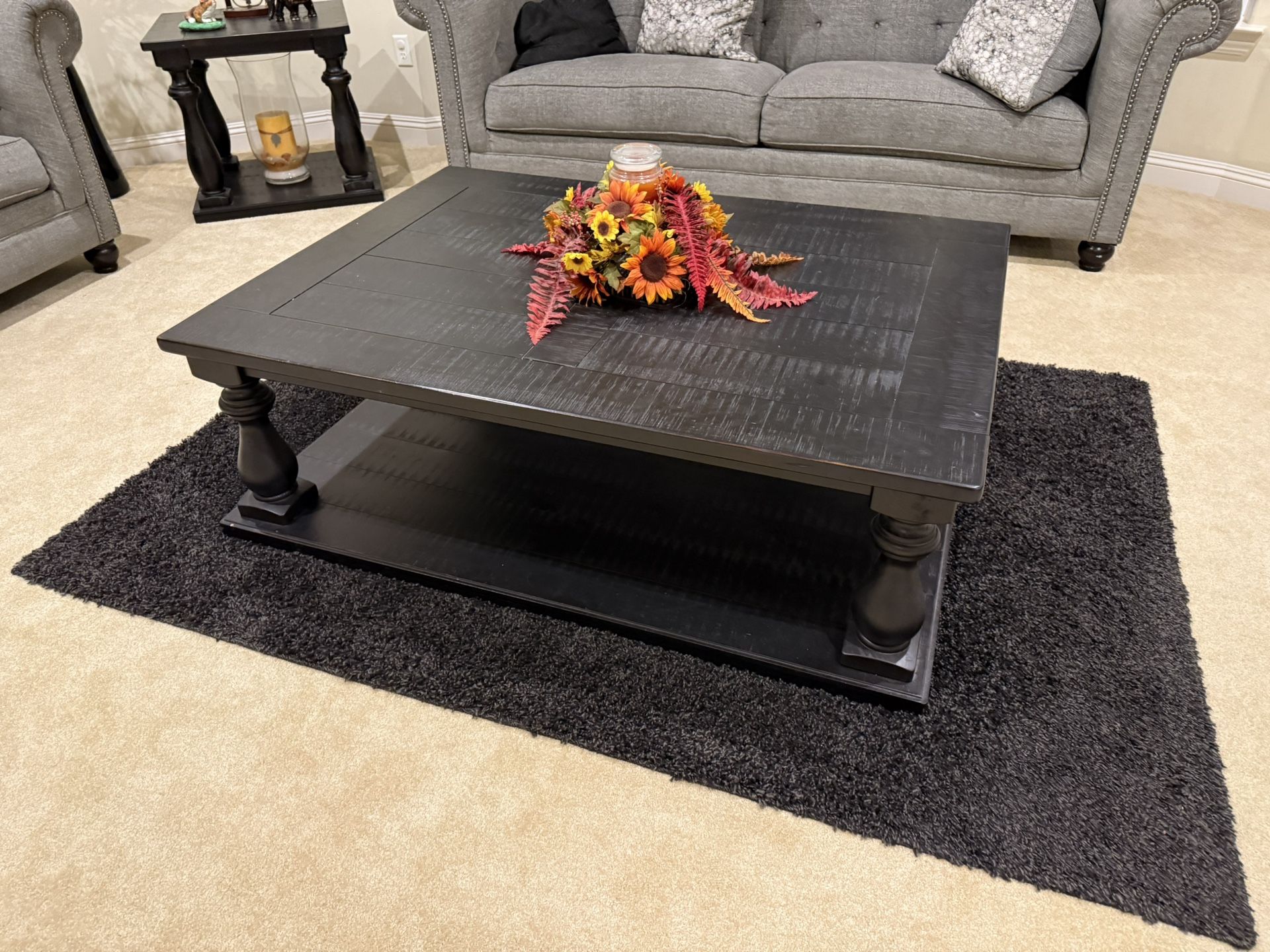 Dark Brown/Black Coffee And End Tables