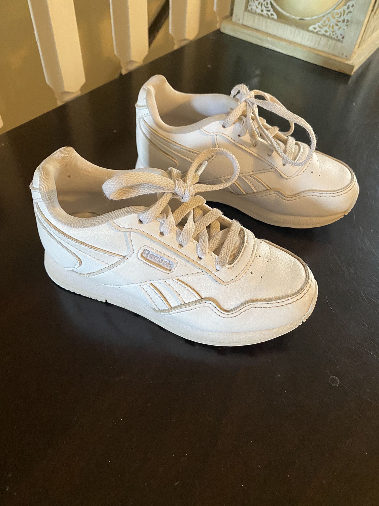 Kids White Reebok Classic Tennis Shoes 