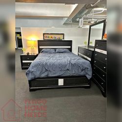 4- Pieces Black finish king & Queen Bedset