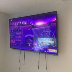 50 Inch Roku tv With Remote And Wall Mount 