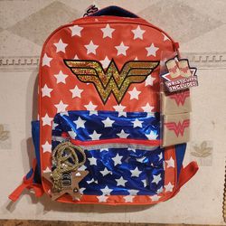DC Comics Wonder Woman Kids' Classic Backpack With Lasso And Cuffs