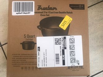 Bruntmor Seasoned 2 in 1 Cast Iron Double Dutch Oven Set