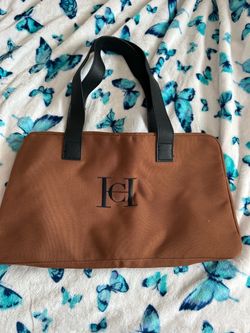 Brown Canvas Tote Bag with Leather Handles