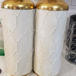 Gold And OFF White Vase..purchase AT ATHOME Set Of 2