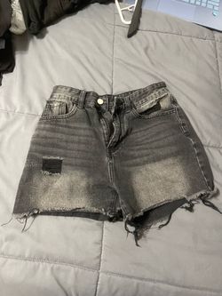 black jean shorts