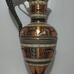 VINTAGE COPPER HAND MADE GREECE VASE WITH HANDLE 23" H