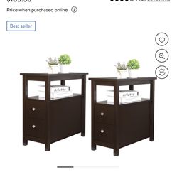 Set of Two Parlor Living Room Furniture MDF Bookshelf Storage Rack, Russet