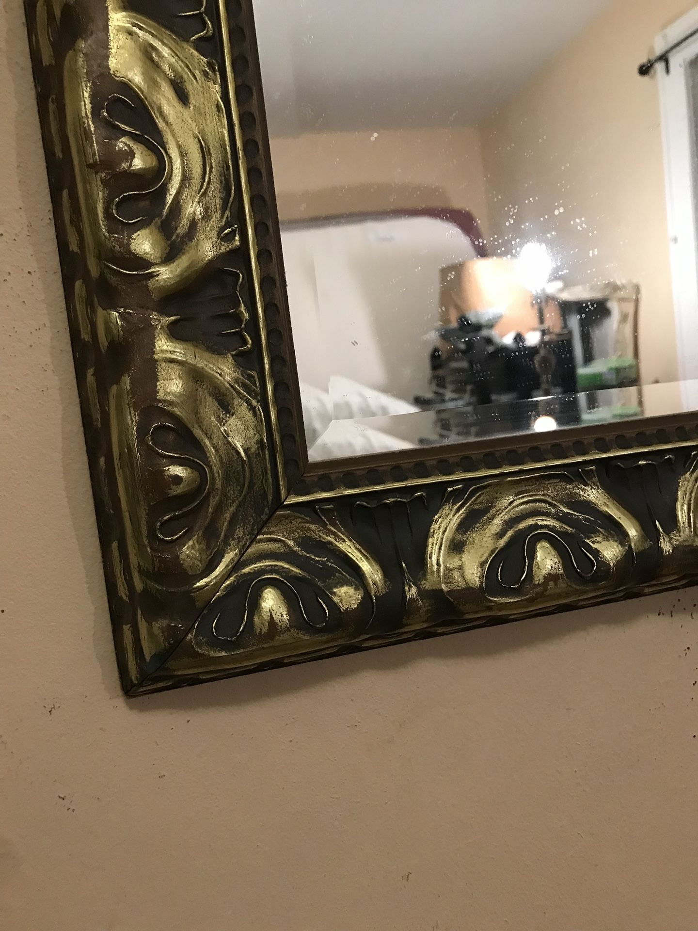 Gold Antique Look Mirror Large Great For Any Room. Please Check My Other Listings