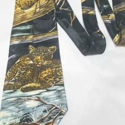 Leopard- Lost Kingdom Men's Necktie 100% Polyester Black Brown Gray Cream